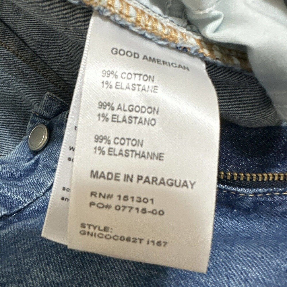 Good American Good Icon Crop Festival Rips Jeans Womens Blue High Rise 10 / 30 - Picture 12 of 14